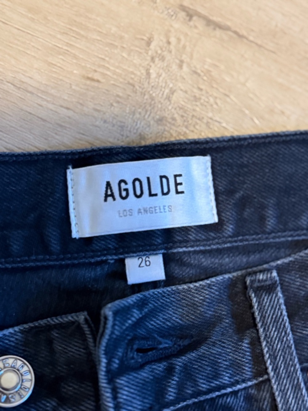 Agolde Black Two-Tone Straight-Leg Jeans with Faux Leather Panels - Picture 3 of 4